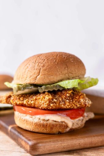 Across photo of Chick Fil A Spicy Chicken Sandwich.