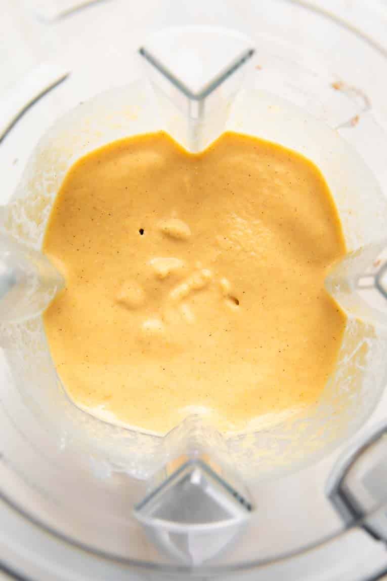 Ingredients blended for Coconut Peach Popsicles.