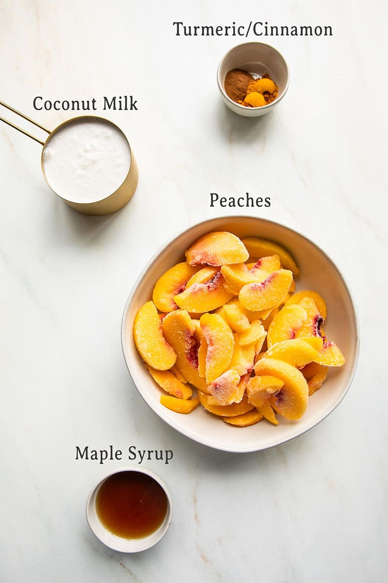 Ingredients in Coconut Peach Popsicles recipe.