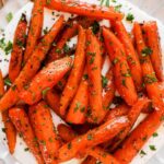 Easy Roasted Carrots over whipped cottage cheese.