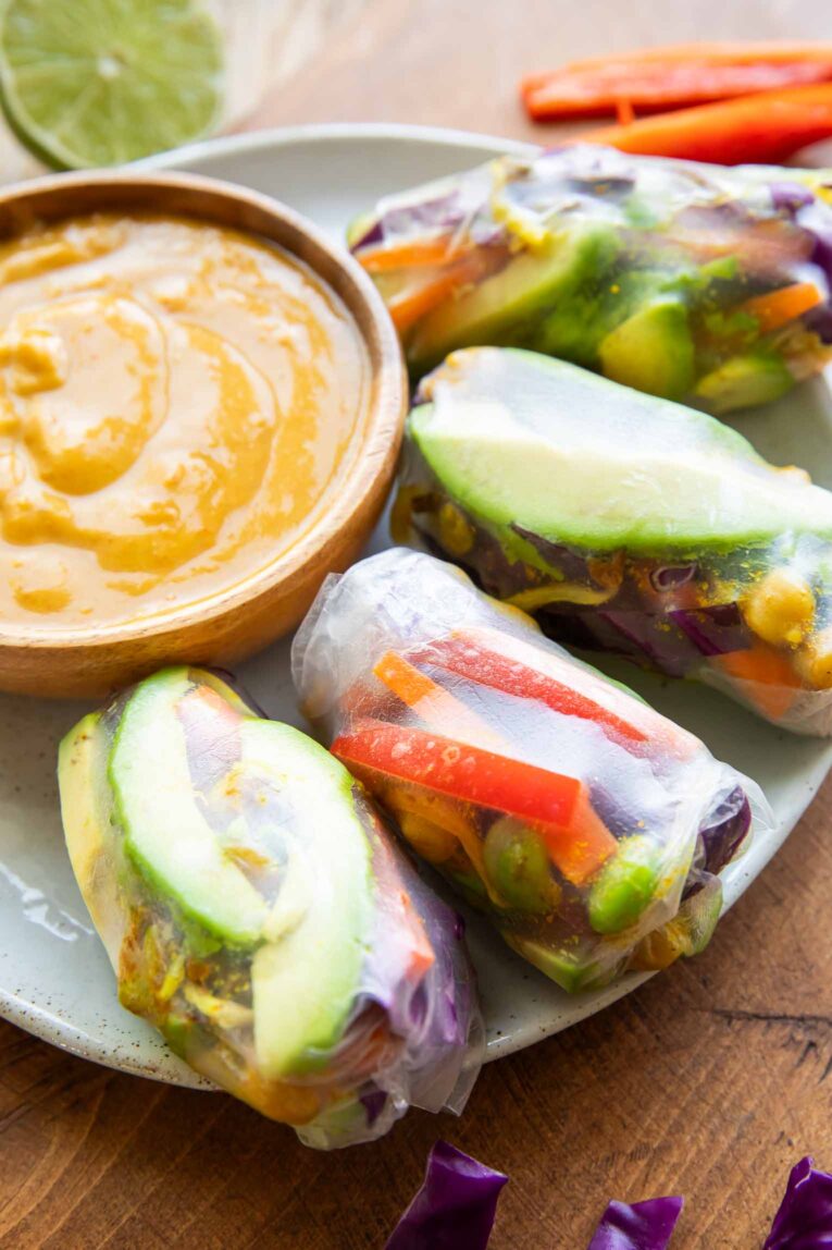 Angled photo of easy Spring Rolls.