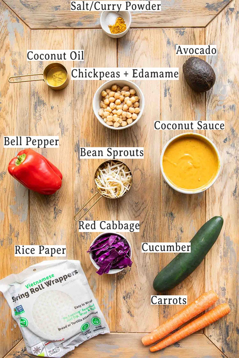 Ingredients in spring rolls recipe.