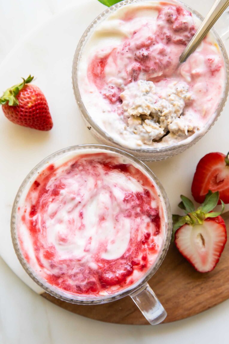 Top photo of Strawberries & Cream Overnight Oats.