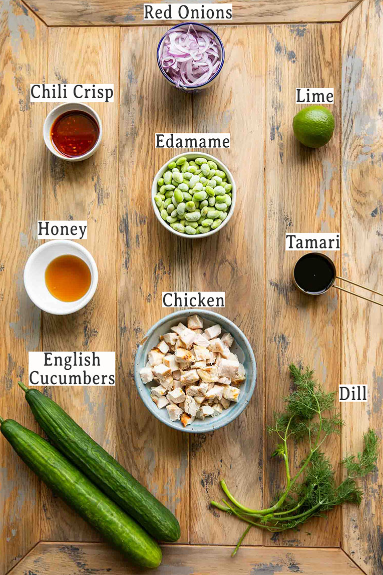 Ingredients in Cucumber Salad recipe.