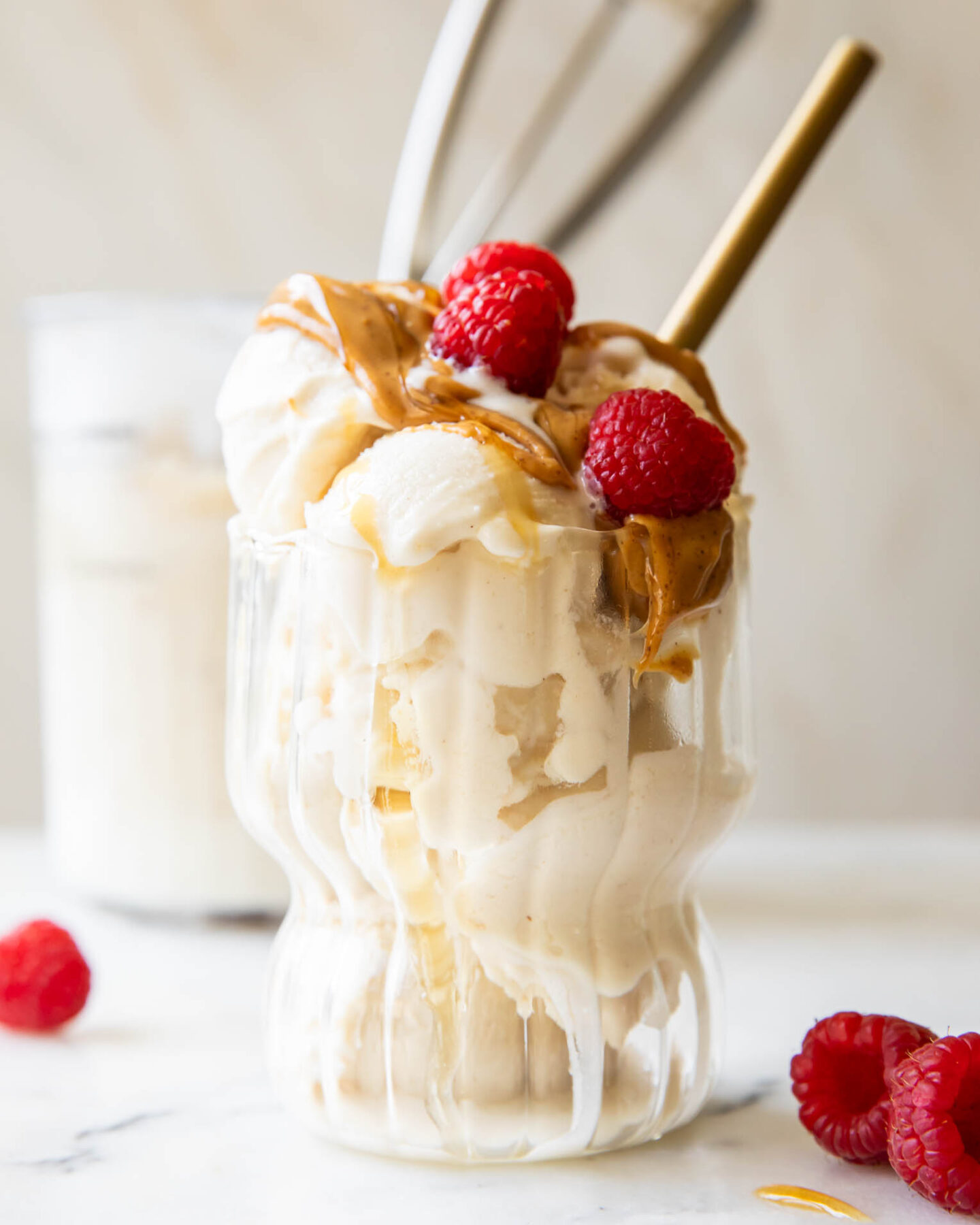 Close up of Greek Yogurt Ice Cream.