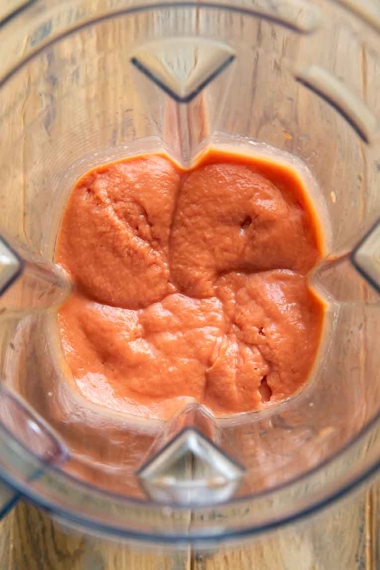 Red sauce blended together.