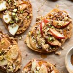 Apple Cinnamon Peanut Butter Breakfast Toast on parchment paper.
