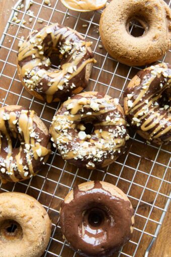 Top photo of Peanut Butter Chocolate Healthy Donuts recipe.