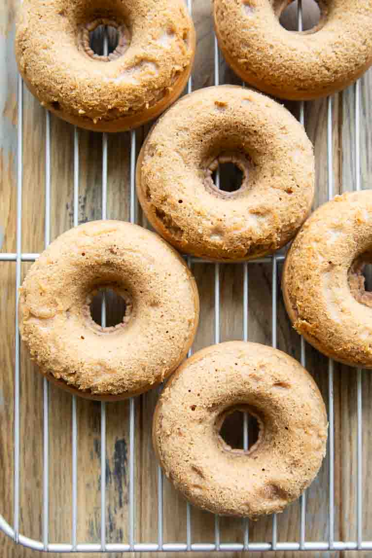 Freshly baked peanut butter donuts.