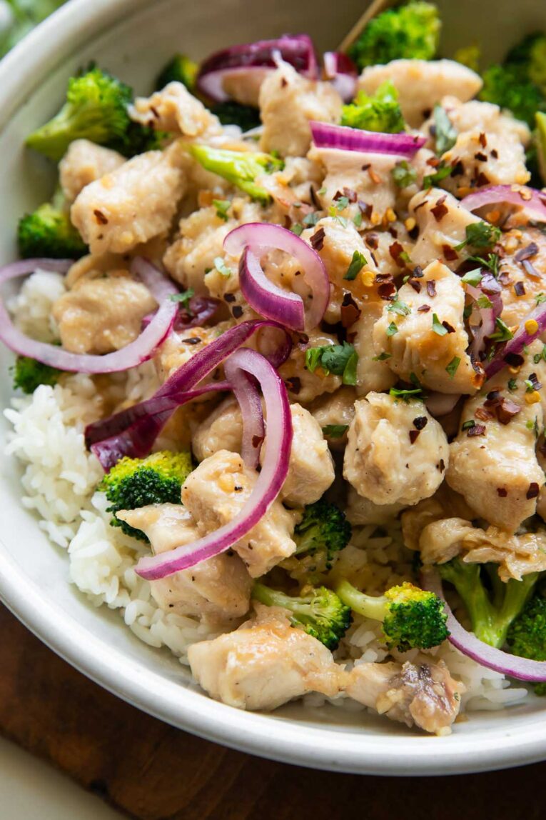 Angled photo of Garlic Butter Chicken recipe.