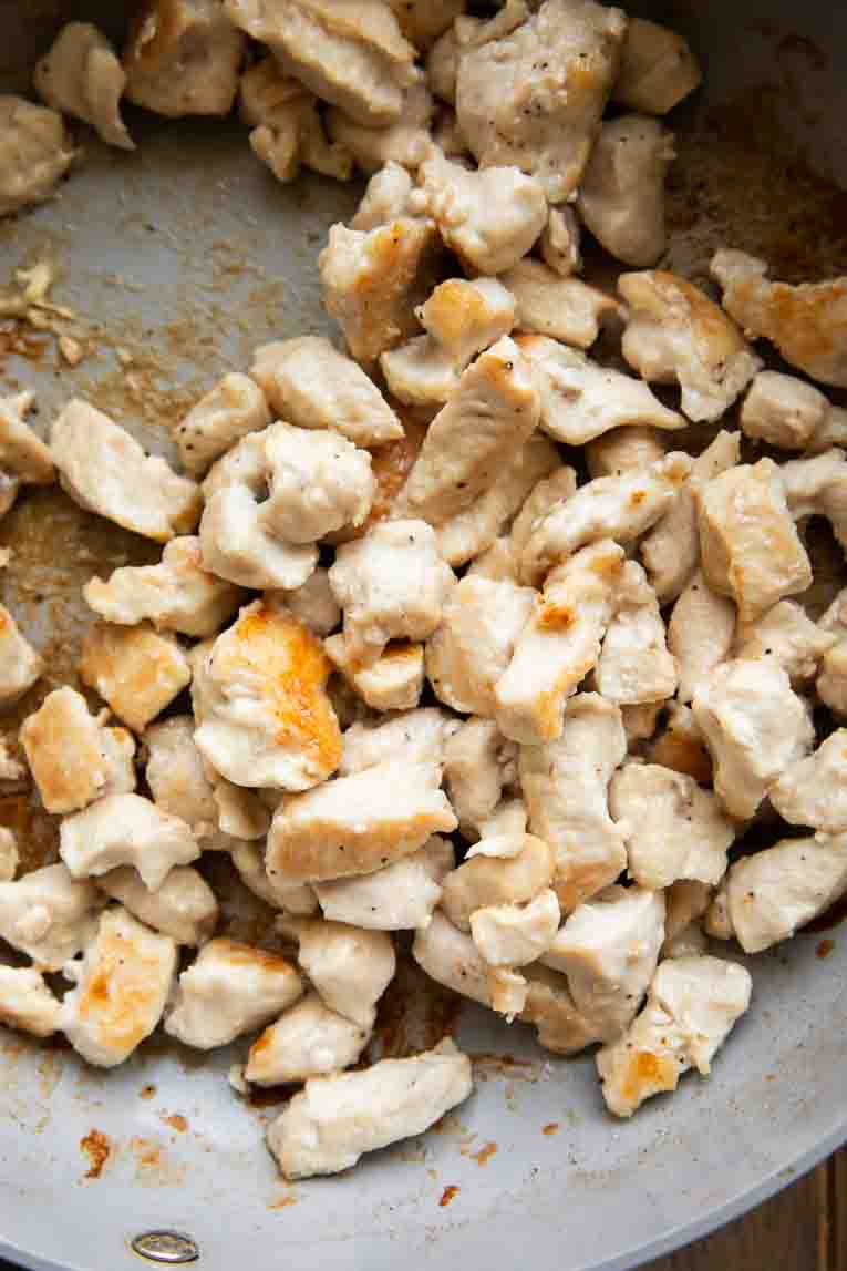 Crispy chicken cooked on a pan.