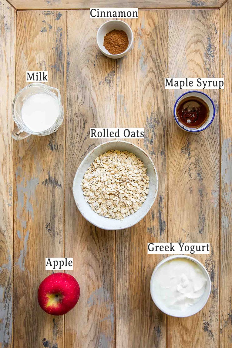 Ingredients in Apple Cinnamon Overnight Oats Recipe.