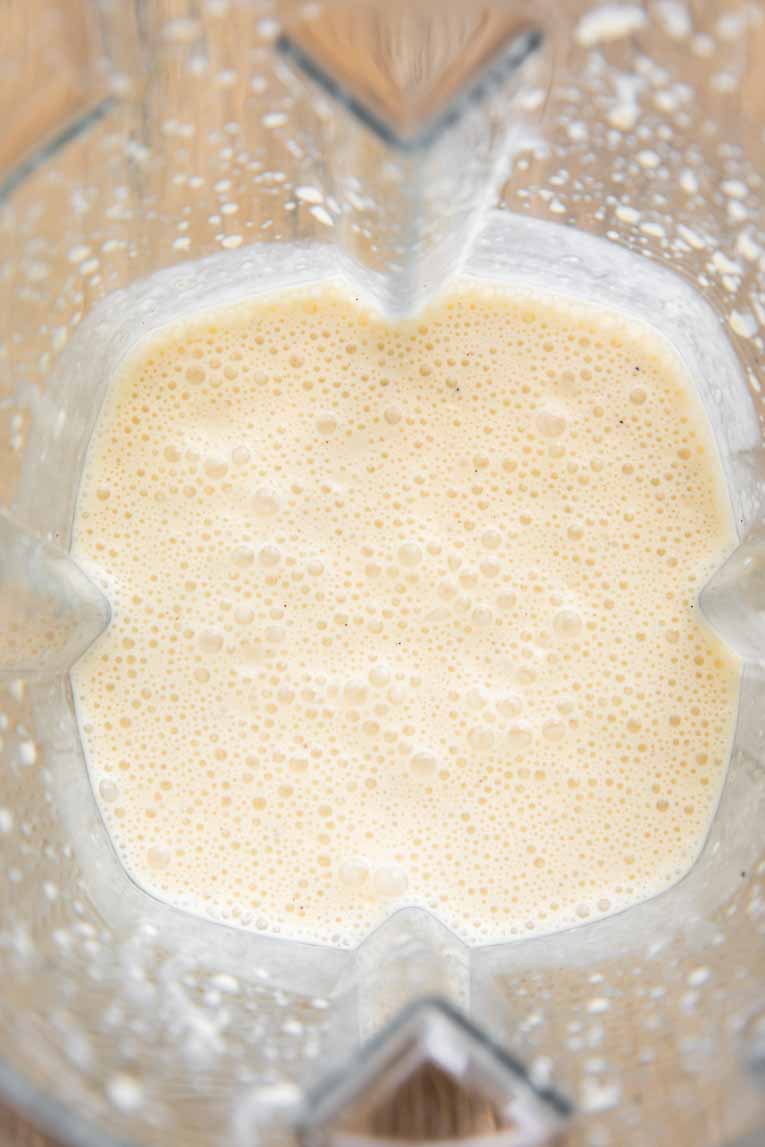 Cinnamon Roll Pancakes wet ingredients.