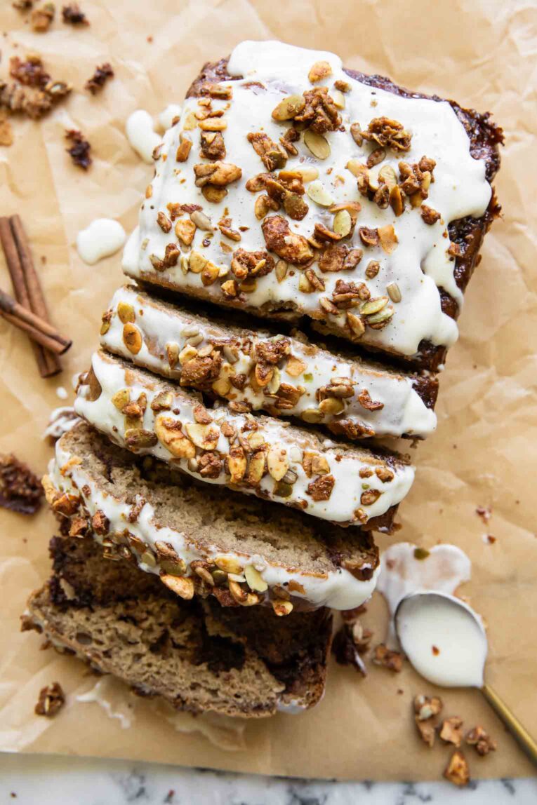 Top view of Cottage Cheese Banana Bread.
