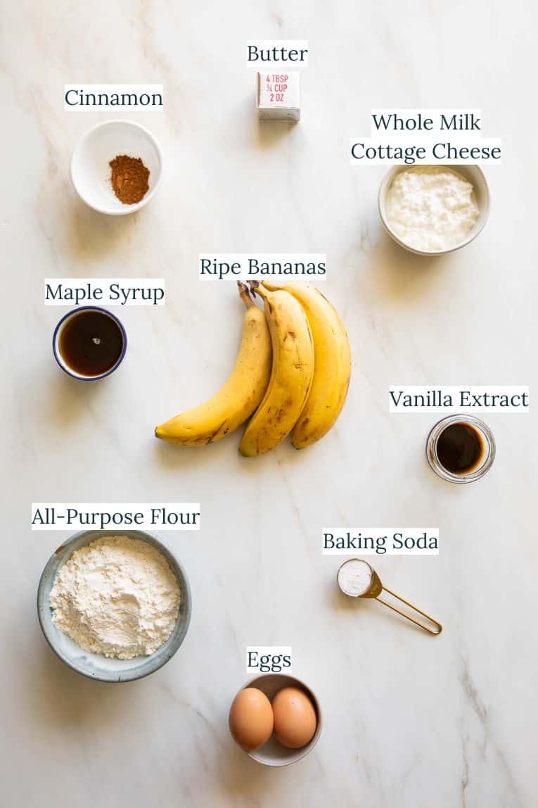 Cottage Cheese Banana Bread ingredients.
