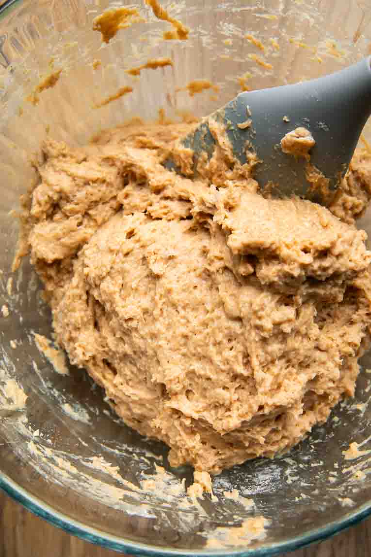 Pumpkin Donut Hole ingredients mixed in a bowl.