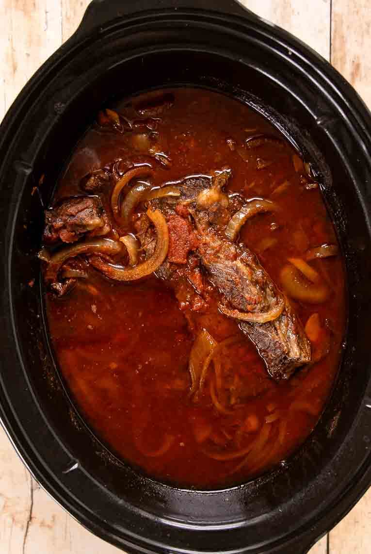 Ribs in a crockpot.
