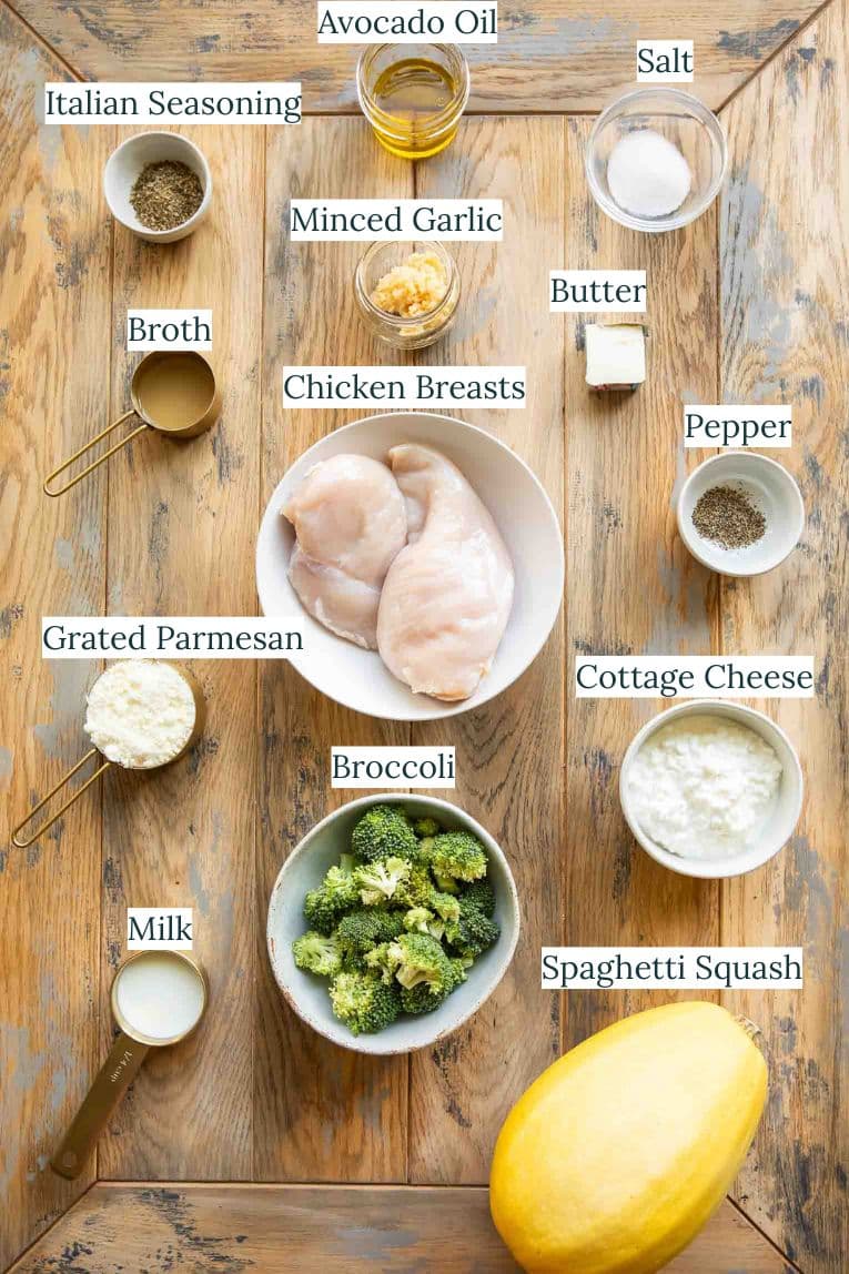 Chicken Alfredo Spaghetti Squash Ingredients.