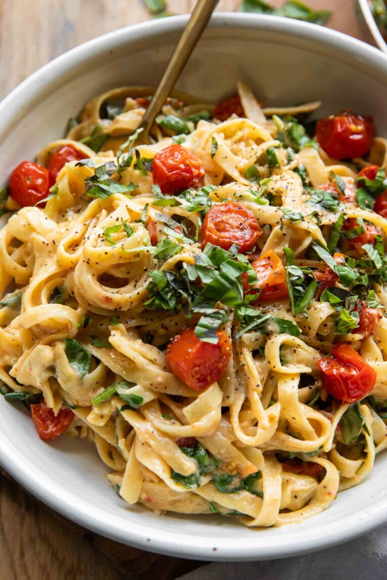 Brie Pasta in a bowl.