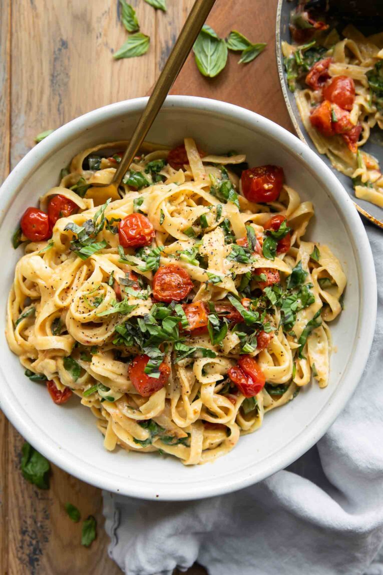 Brie Pasta in a bowl.