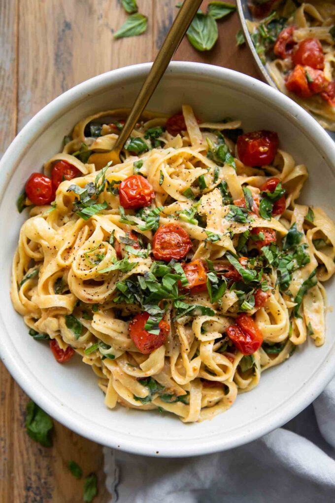 Brie Pasta in a bowl.