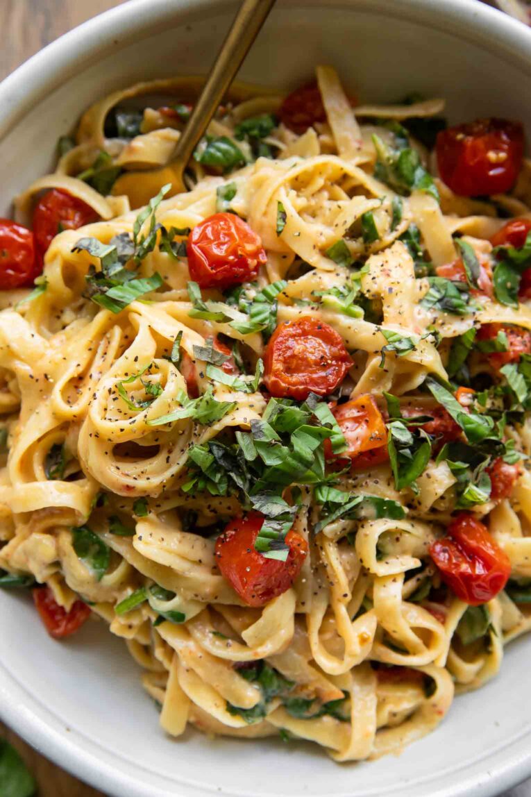 Brie Pasta in a bowl.