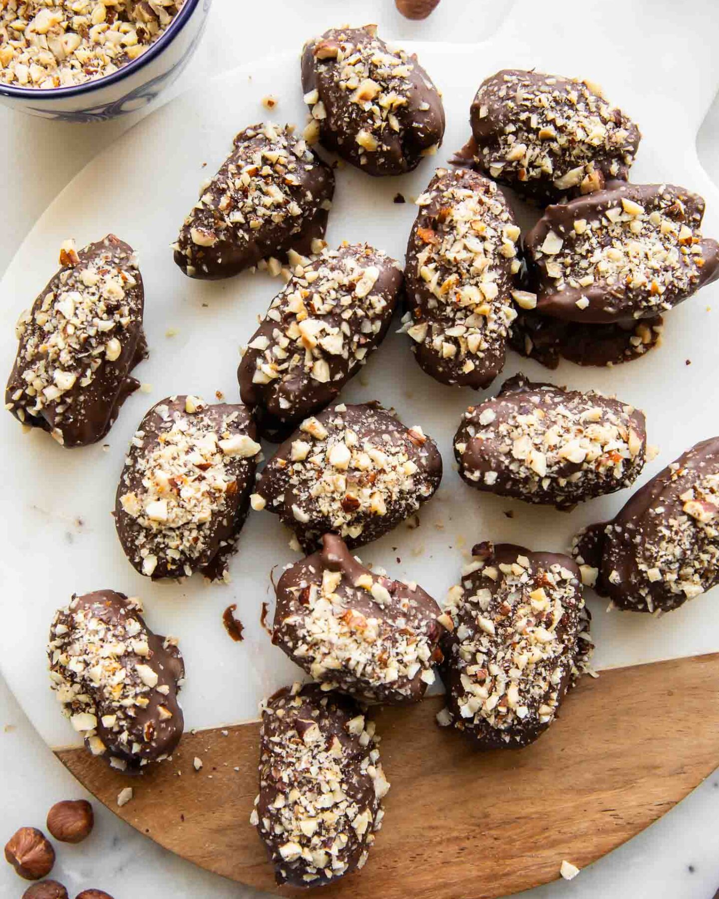 Ferrero Rocher Chocolate Bites on a cutting board.