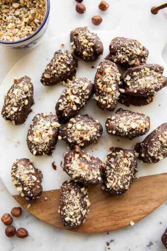 Ferrero Rocher Chocolate Bites on a cutting board.