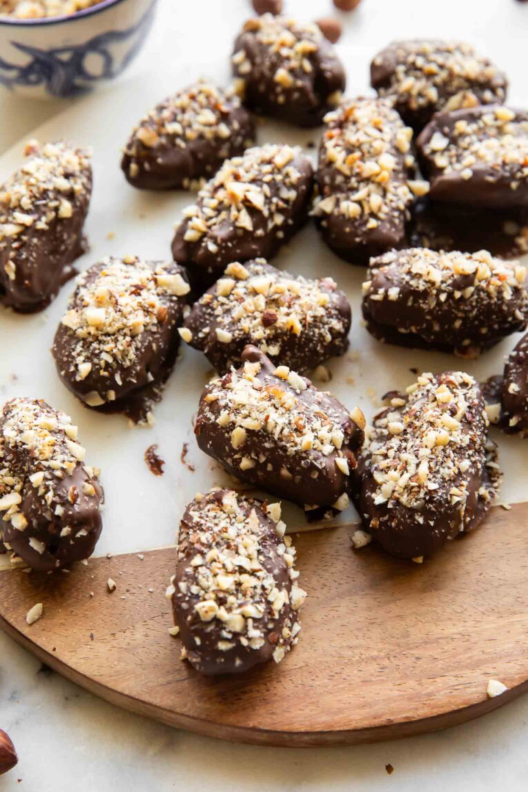 Ferrero Rocher Chocolate Bites on a cutting board.