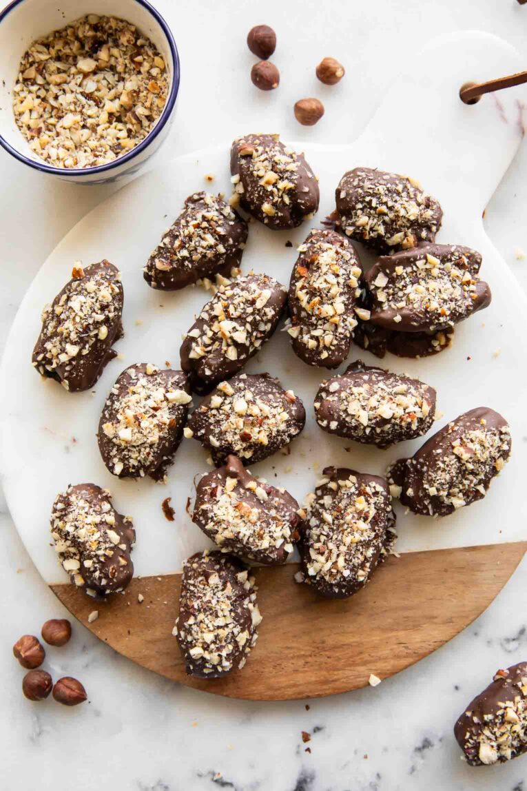 Ferrero Rocher Chocolate Bites on a cutting board.