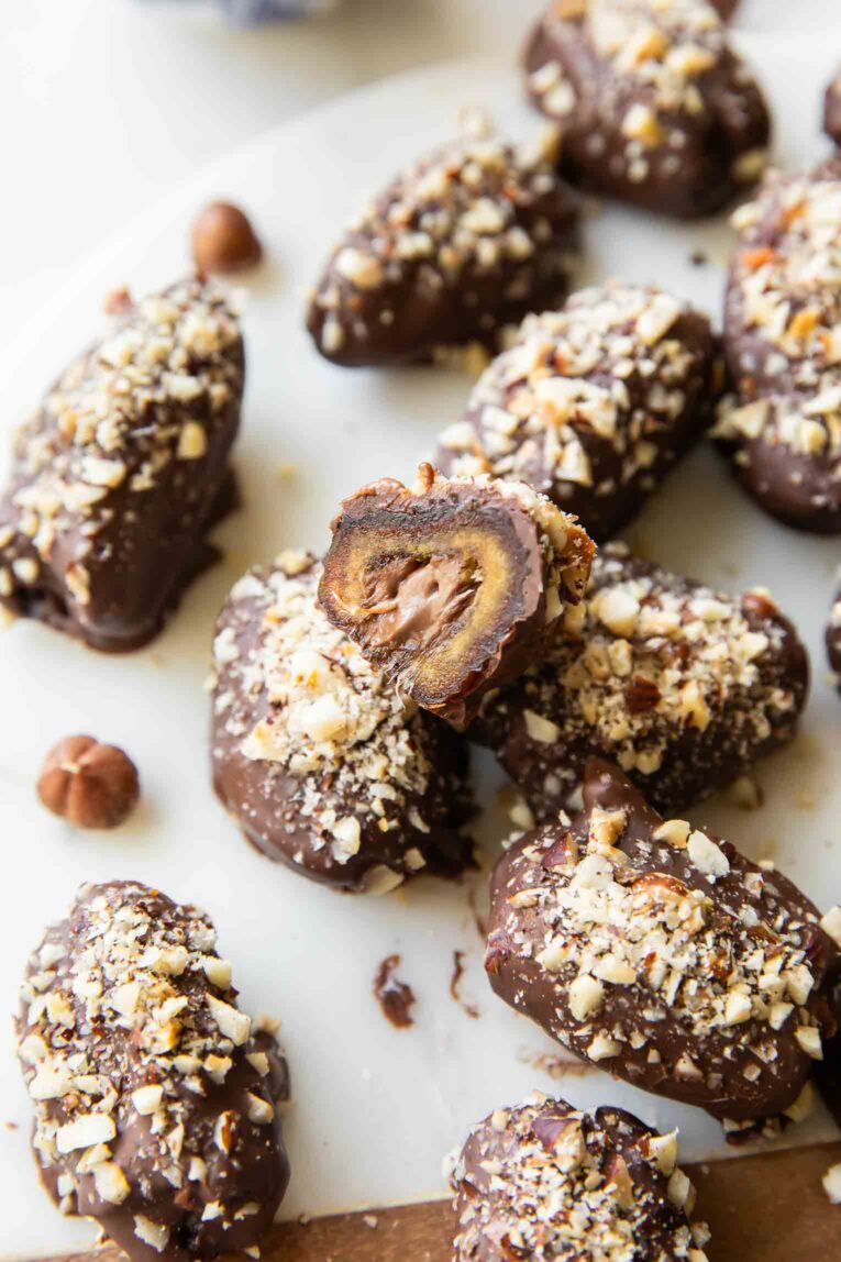 Ferrero Rocher Chocolate Bites on a cutting board.