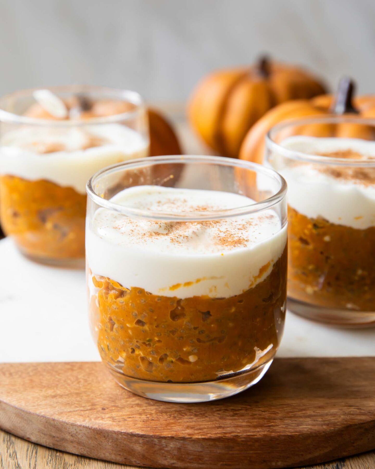 Pumpkin Chia Seed Pudding in cups.