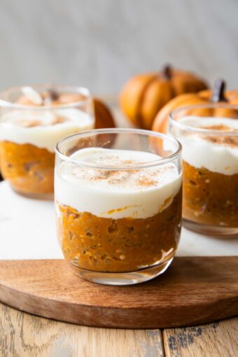 Pumpkin Chia Seed Pudding in cups.
