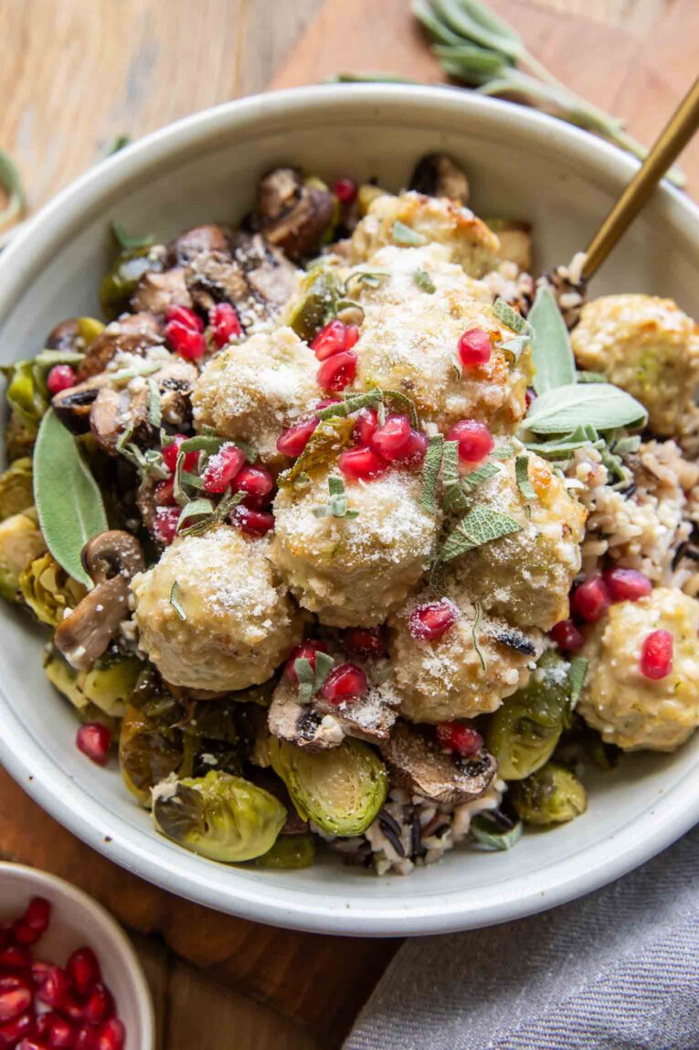 Sage Chicken Meatballs in a bowl.