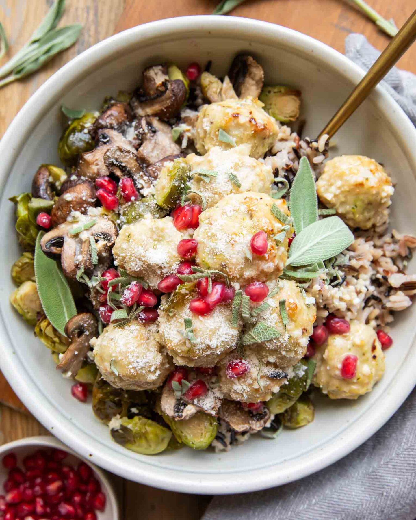 Sage Chicken Meatballs in a bowl.