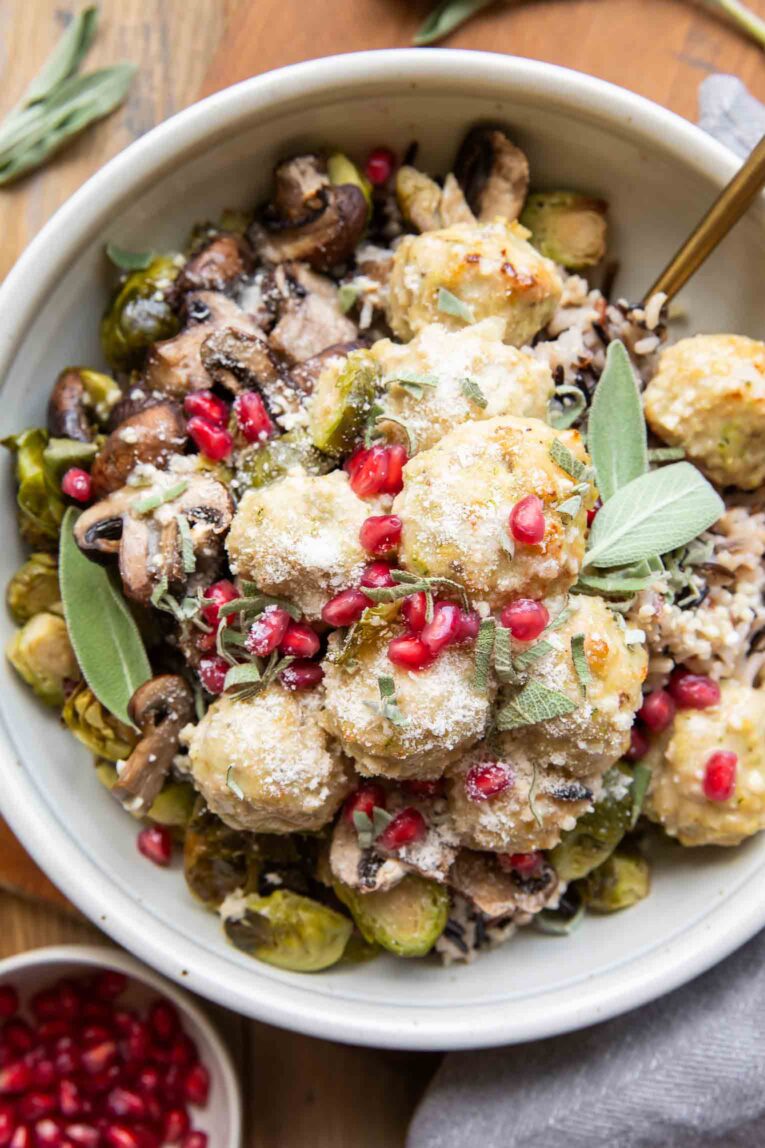 Sage Chicken Meatballs in a bowl.