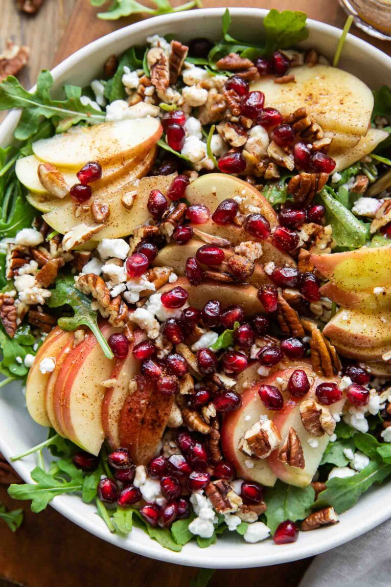 Apple Cinnamon Pomegranate Pecan Salad.