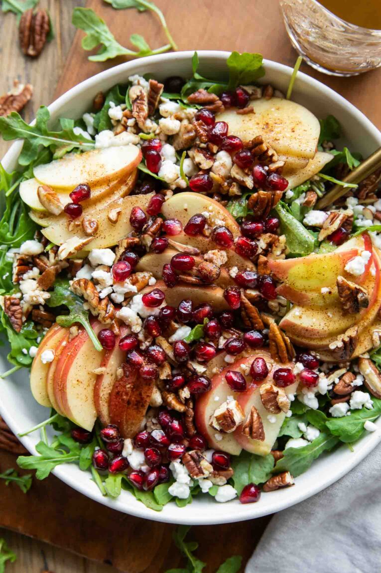 Apple Cinnamon Pomegranate Pecan Salad.