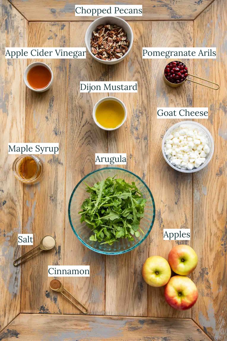 Apple Cinnamon Pomegranate Pecan Salad ingredients.