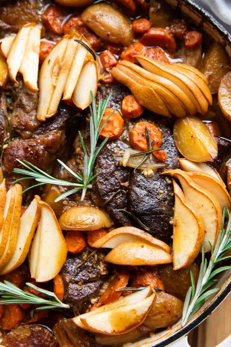 Close up Garlic Miso Pot Roast.