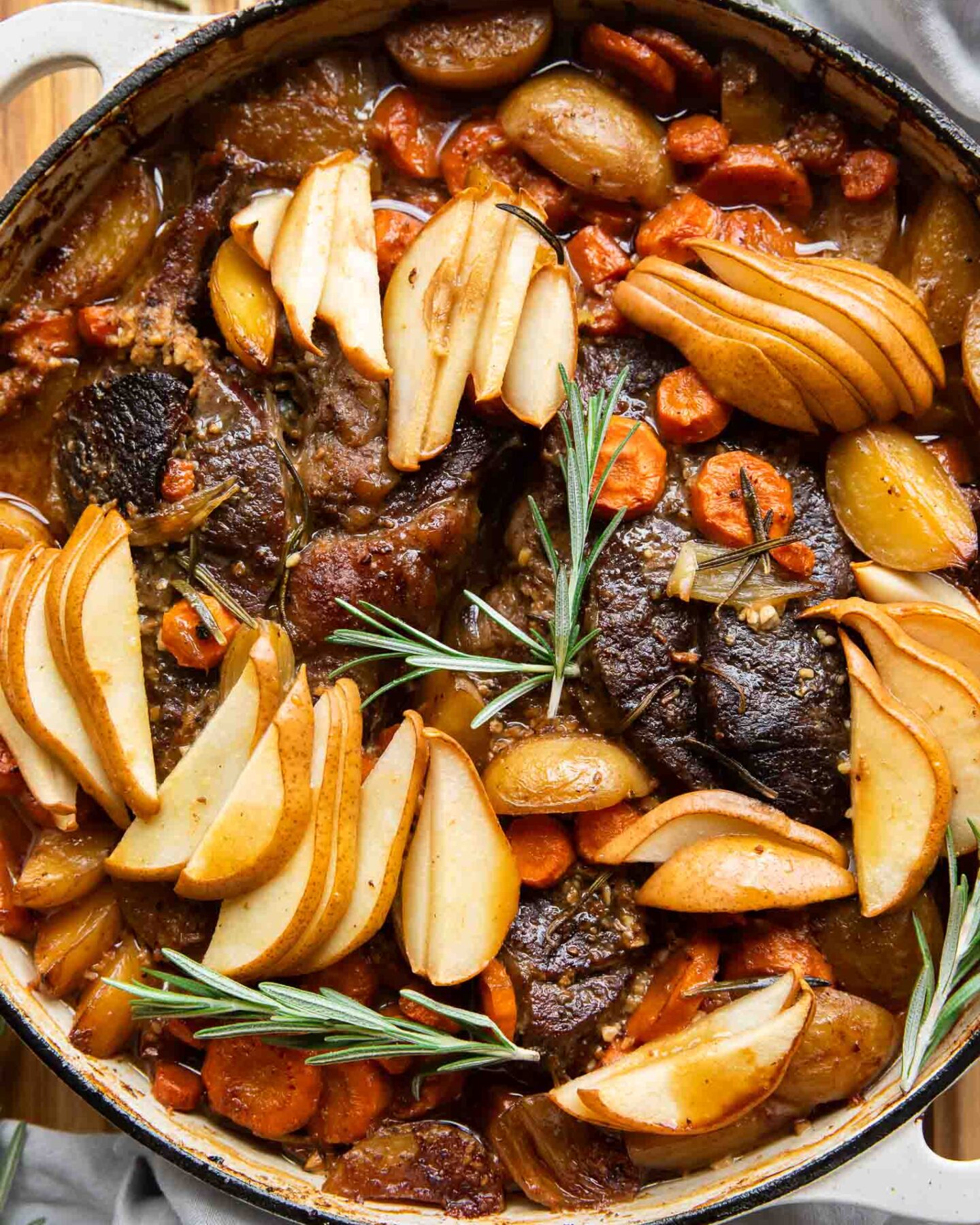 Garlic Miso Pot Roast in a pot.