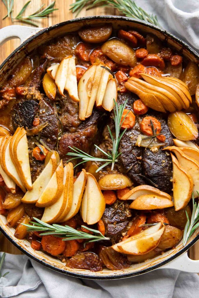 Garlic Miso Pot Roast in a pot.