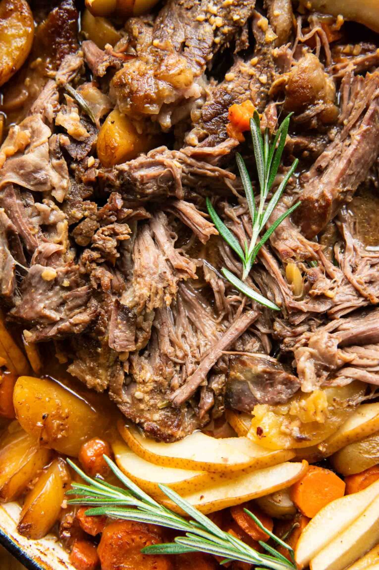 Close up Garlic Miso Pot Roast.