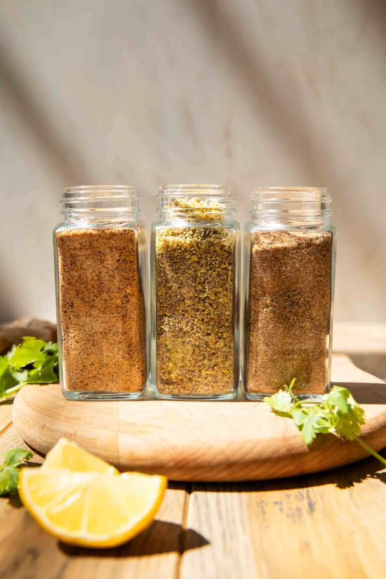 Three seasonings in jars.