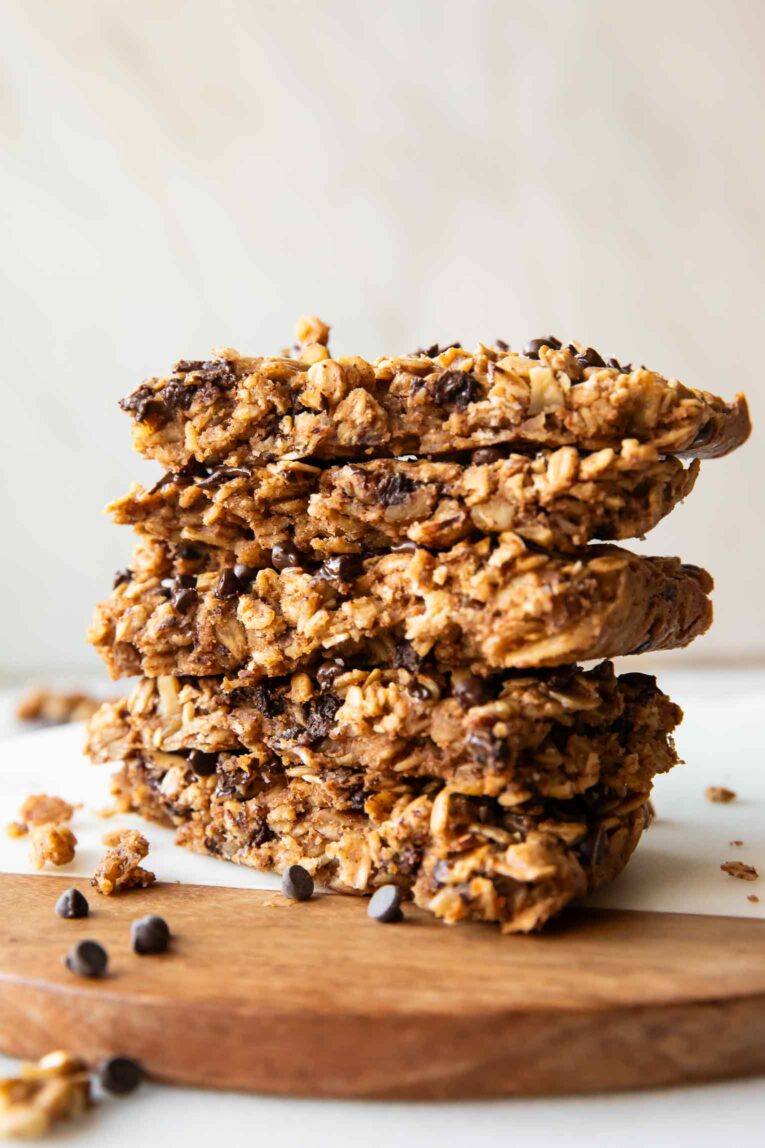 Baked Oatmeal Breakfast Bars stacked on each other.