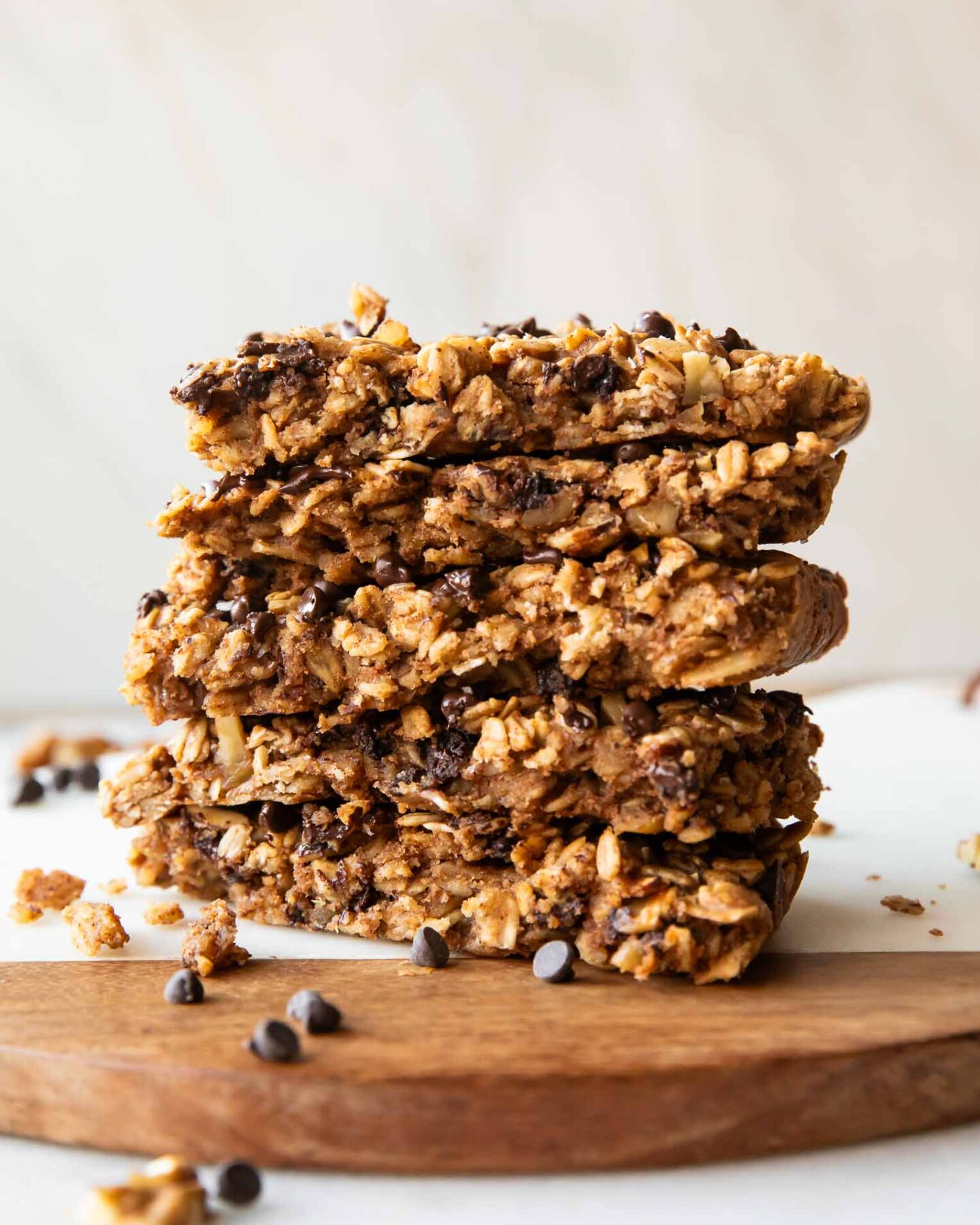 Baked Oatmeal Breakfast Bars stacked on each other.
