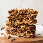 Baked Oatmeal Breakfast Bars stacked on each other.