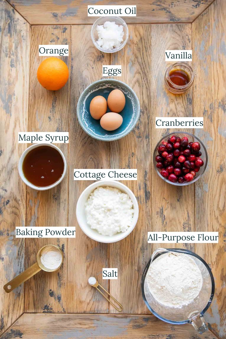 Cranberry Orange Cottage Cheese Muffins Ingredients.