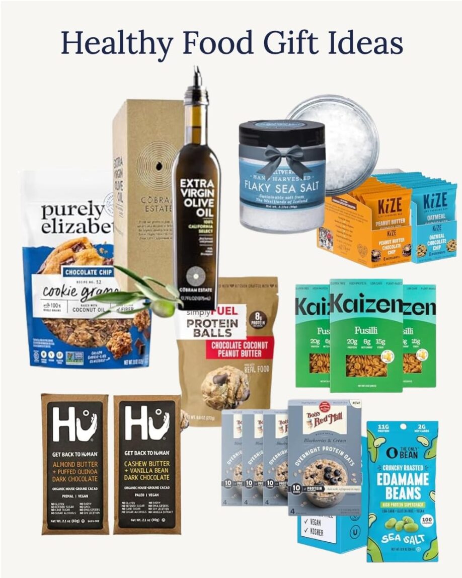 Healthy Food Gift Ideas collage.