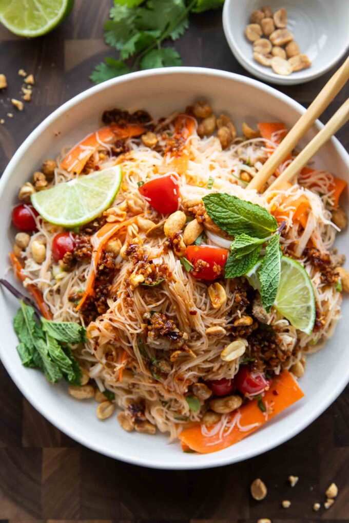 Chili Crisp Glass Noodle Salad in a bowl.